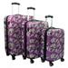 Tropical Flower 3-Piece Expandable Hardside Spinner Luggage Set - Purple