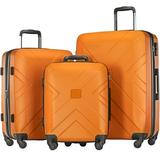 3-Piece Spinner Expandable Luggage, SEGMART Lightweight Hardshell 4-Wheel Spinner Luggage Set: 20"/ 24''/ 28" Carry-On Checked Suitcase, Carry on Suitcase with TSA Lock for Traveling, Orange, S6496