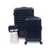 EV1 x iFLY Hardside Fibertech Luggage 3- Piece Set with Heart-Shaped Luggage Tags and Striped Multi-Colored Interior