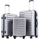 COOLIFE Luggage Expandable Suitcase PC ABS TSA Lock Spinner Carry on new fashion design(sliver, 3 piece set)