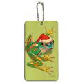 Santa Hat Rainforest Christmas Tree Frog Wood Luggage Card Suitcase Carry-On ID Tag