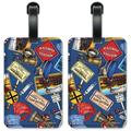 Engineer Hats (blue) - Image by Dan Morris - Luggage ID Tags / Suitcase Identification Cards - Set of 2