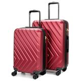 19V69 ITALIA Arrow 2 Piece Expandable Spinner Luggage Set (Burgundy, 20/24)