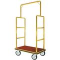 Aarco LC-1B Bellman Luggage Cart - Brass W/ Carpeted Bed and Hanger Rail