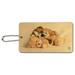 British Bulldog Puppy Dog Asleep with Teddy Bear Wood Luggage Card Suitcase Carry-On ID Tag