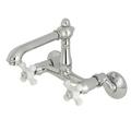 6 in. English Country Adjustable Center Wall Mount Kitchen Faucet, Polished Chrome - 6.63 x 5.06 x 6 in.