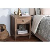 Baxton Studio Venezia French-Inspired Rustic Gray Wash Finish Wood 1-Drawer Nightstand