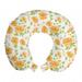 Flower Travel Pillow Neck Rest, Peony Bouquets Romantic Holiday Season Classic Old Days Floral Art, Memory Foam Traveling Accessory Airplane and Car, 12", Pale Orange Green White, by Ambesonne