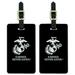 Marine Corps USMC Earned Never Given White Black Logo Officially Licensed Luggage ID Tags Suitcase Carry-On Cards - Set of 2