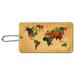 Colorful Rainbow Map of the World Earth Globe Wood Luggage Card Suitcase Carry-On ID Tag