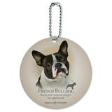 French Bulldog Dog Breed Round Luggage ID Tag Card Suitcase Carry-On