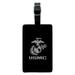 Marine Corps USMC Text White Logo on Black Officially Licensed Rectangle Leather Luggage Card Suitcase Carry-On ID Tag