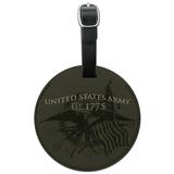 U.S. Army Vintage United States Army Crest Round Leather Luggage Card Suitcase Carry-On ID Tag
