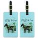 Wild and Free Black Horse Luggage ID Tags Suitcase Carry-On Cards - Set of 2