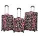 Rockland F180-PINK GIRAFFE Fusion 3 Pc Luggage Set 20 in. 24 in. 28 in. Spinn...