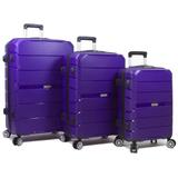 Dejuno Ark 3-Piece Lightweight Hardside Spinner Luggage Set - Purple