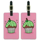 Mint Chocolate Cupcake Luggage ID Tags Suitcase Carry-On Cards - Set of 2