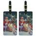 Christmas Holiday Santa Magic Peace Doves Luggage ID Tags Suitcase Carry-On Cards - Set of 2