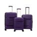 Rockland Luggage Linear 3 Piece Polypropylene Luggage Set, Purple