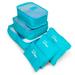 Set of 6 Packing Cubes, Travel Luggage Organizer - 3 Travel Cubes + 3 Pouches (Light Blue)