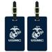 Marine Corps USMC Text White Logo on Blue Officially Licensed Luggage ID Tags Suitcase Carry-On Cards - Set of 2