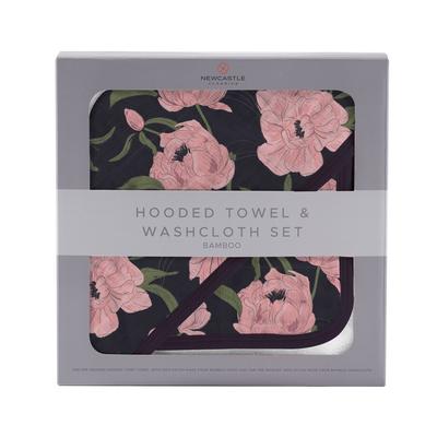 Peonies Hooded Towel and Washcloth Set - Newcastle...
