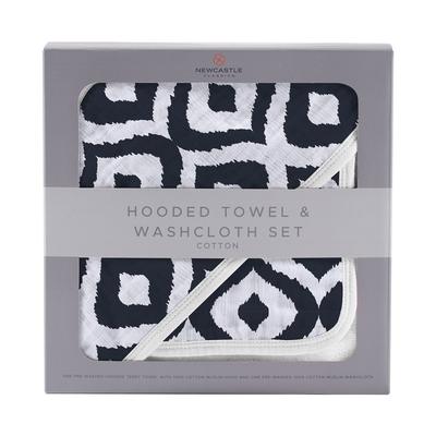 Moroccan Blue Hooded Towel and Washcloth Set - Newcastle Classics 9004