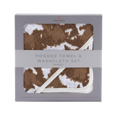 Cowhide Hooded Bamboo Towel and Washcloth Set - Ne...