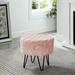 Etta Avenue™ Mylo 18" Wide Tufted Round Footstool Ottoman Faux Fur/Fur in Pink | 18 H x 18 W x 18 D in | Wayfair 8B2C0C74CD764E79ABB86C6F7537D3FF