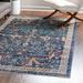 Blue/Navy 94 x 0.33 in Area Rug - Langley Street® Alkire Floral Navy Blue Area Rug Polypropylene | 94 W x 0.33 D in | Wayfair