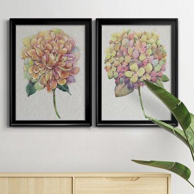 Red Barrel Studio® Multicolor Floral I - 2 Piece Picture Frame Painting Set on Canvas Canvas, Bamboo in Black | 30.5 H x 45 W x 1 D in | Wayfair