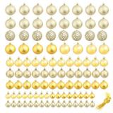 The Holiday Aisle® Christmas Ball 100 Piece Ornament for Christmas Tree Holiday Xmas Ball Plastic in Gray/Yellow | 0 H x 0 W x 0 D in | Wayfair