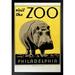 Trinx Visit The Zoo Philadelphia Hippo Retro Vintage WPA Art Project Black Wood Framed Poster 14X20 Paper | 20 H x 14 W x 1.5 D in | Wayfair