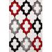 MDA Home Santorini Collection White/Red Shag Polyester Area Rug - 4' x 6' - MDA Rugs SA1246