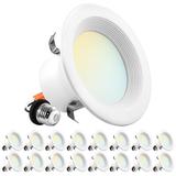 Luxrite 4" High Output Selectable CCT Remodel IC LED Retrofit Recessed Can Light, Metal in White | 3.11 H x 5.1 W in | Wayfair LR23793-16PK