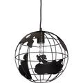 Relaxdays - Lampe à suspension abat-jour boule globe monde métal luminaire plafond ø 30 cm, noir