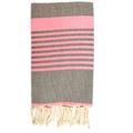 La Maison D'amelie - Fouta 100 cm x 200 cm Arthur gris foncé rayures rose fluo - 100% coton