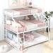 Twin XL/Full XL/Queen Triple Bunk Bed with Long and Short Ladder and Full-Length Guardrails,White