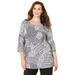 Plus Size Women's Suprema® Feather Together Tee by Catherines in Black Grey Feather (Size 4X)