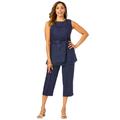 Plus Size Women's 2-Piece Linen Capri Set by Jessica London in Navy (Size 20) Washable Rayon Linen Blend