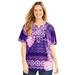 Plus Size Women's Ethereal Tee by Catherines in Deep Grape Tropical (Size 5X)