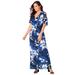 Plus Size Women's Cold Shoulder Maxi Dress by Jessica London in True Blue Graphic Floral (Size 16 W)