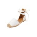 Extra Wide Width Women's The Shayla Flat Espadrille by Comfortview in White Eyelet (Size 12 WW)
