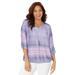 Plus Size Women's Santa Fe Peasant Top by Catherines in Purple Combo (Size 6X)