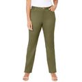 Plus Size Women's Sateen Stretch Pant by Catherines in Olive Green (Size 22 W)