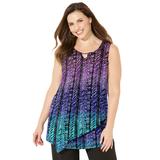 Plus Size Women's Monterey Mesh Tank by Catherines in Purple Textured Stripe Ombre (Size 6X)