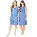 Plus Size Women's 2-Pack Sleeveless Sleepshirt by Dreams & Co. in French Blue Tie Dye Moon (Size 18/20) Nightgown