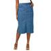 Plus Size Women's Comfort Waist Stretch Denim Midi Skirt by Jessica London in Medium Stonewash (Size 26) Elastic Waist Stretch Denim