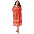 Plus Size Women's Mixed Print Short Lounger by Only Necessities in Paprika Folk Floral (Size L)