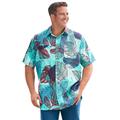 Men's Big & Tall Short-Sleeve Linen Shirt by KingSize in Tidal Green Floral (Size 3XL)